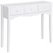 Console en bois blanc avec 3 tiroirs, idéale pour le salon ou l'entrée. Charge maximale : 45 kg. Dimensions : 100 x 32 x 85 cm. Couleur : blanc.