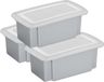 Sunware 3x opslagbox kunststof 7 liter grijs 38 x 21 x 14 cm met afsluitbare deksel