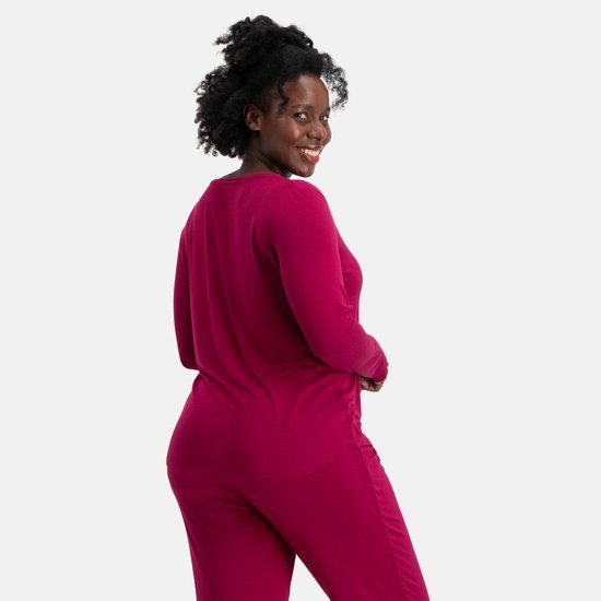 Bamboo Basics Pyjama Set Dames Lange Mouw - Bordeaux Pyjamaset - Maat XXL