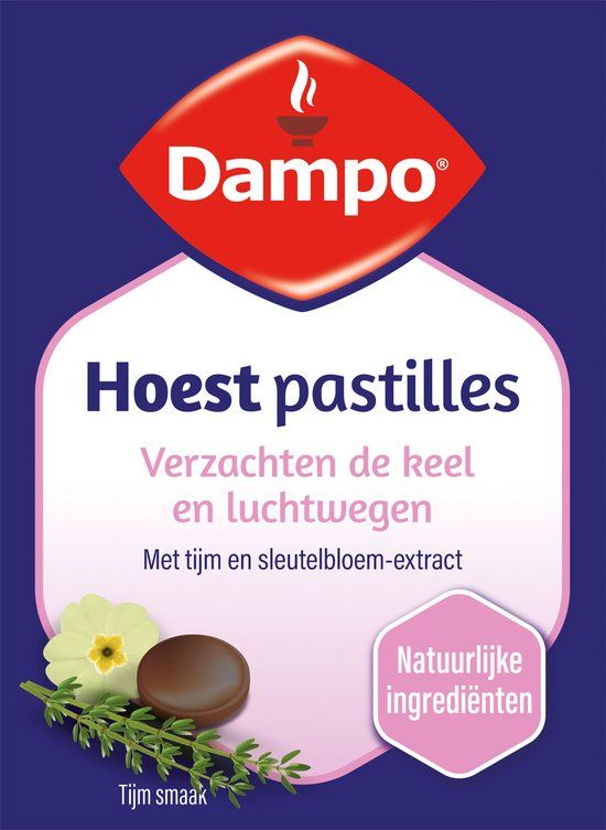Dampo Hoest pastilles - Verzachten de keel en luchtwegen - Met Tijm smaak - 24 pastilles