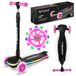 COIL driewielscooter, kinderroller, loopfiets, balansfiets, stadsroller, 3-standen verstelbaar stuur, LED-wielen, LED-platform, maximaal gewicht: 50 kg, roze