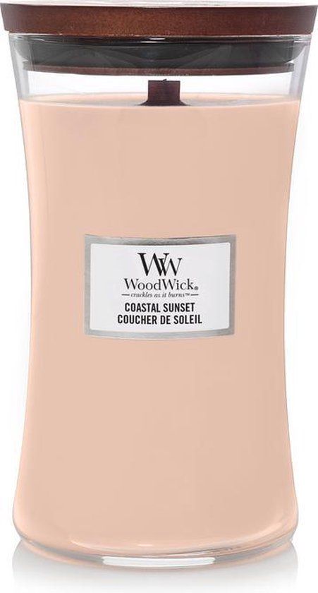 WoodWick Hourglass Large Geurkaars - Coastal Sunset - 130 branduren - Roze