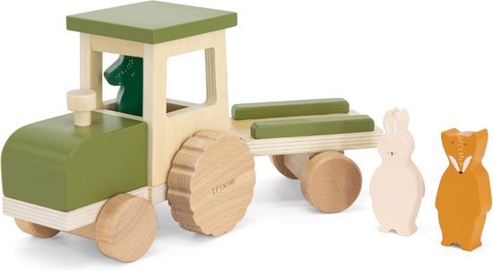 Trixie Houten Tractor Met Aanhangwagen All Animals