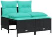 vidaXL ensemble de banc de jardin 4 pièces avec coussins, noir, polyrotin