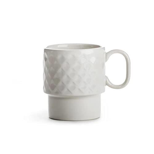 Sagaform Coffee & More koffiebeker 2-delig van steengoed in de kleur wit 25cl, afmetingen: 12cm x 8cm x 9cm, 5018369