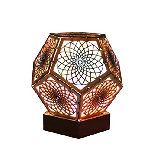 Bekasa Sterrenhemel projectielamp, led kleurrijke diamantlichten USB-aangedreven geometrische lamp Boheemse decoratie holle projectielamp voor slaapkamer Boheems decor