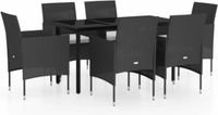 vidaXL 7-delige tuinset met kussens, zwart