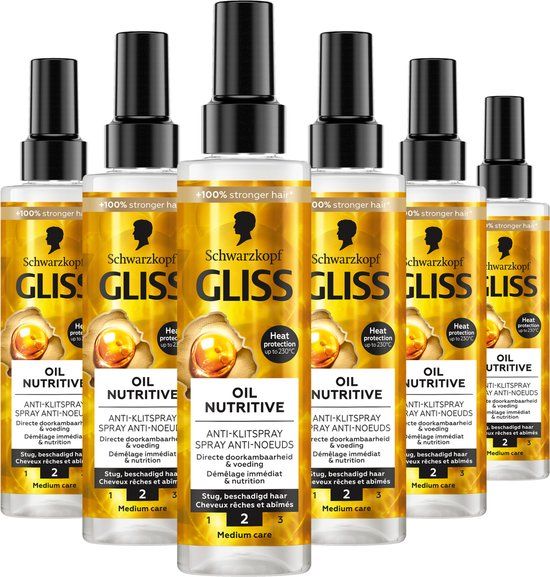 Gliss Oil Nutritive Anti-Klit Spray - 6x200ml - Voordeelverpakking