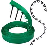 GARDENIX Flexibele gazonrand, kunststof, groen, 10 m, 20 grondankers, 8 cm hoog