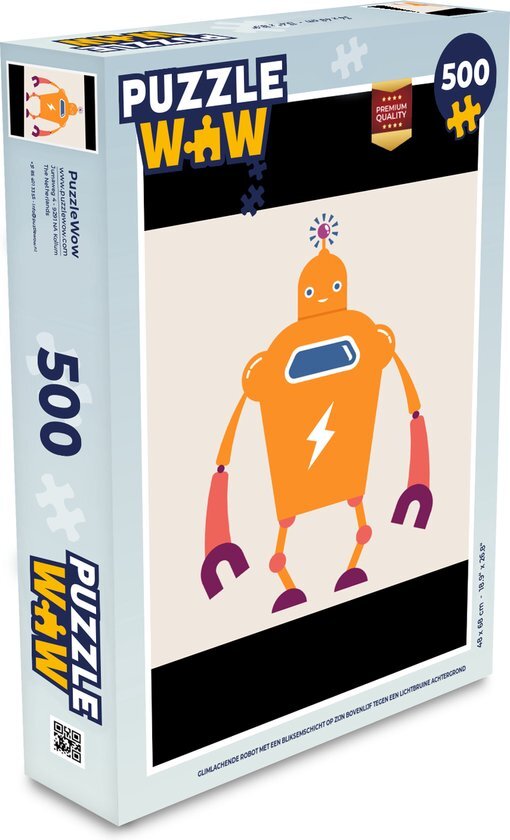 MuchoWow Puzzel Robot - Antenne - Oranje - Bliksemschicht - Legpuzzel - Puzzel 500 stukjes - Sinterklaas cadeautjes - Sinterklaas voor grote kinderen