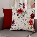 PETTI Artigiani Italiani - Paar kussenslopen 60 x 60 cm van microvezel, decoratief kussen voor slaapkamer, bank, woonkamer, set van 2 kussenslopen, bloemenpatroon, rood, 100% Made in Italy