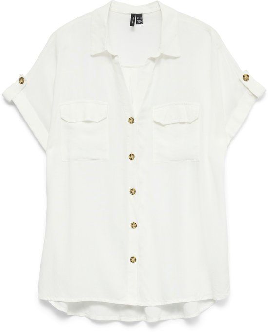 Vero Moda Bumpy Woven SS Top Dames - Wit - Maat XS
