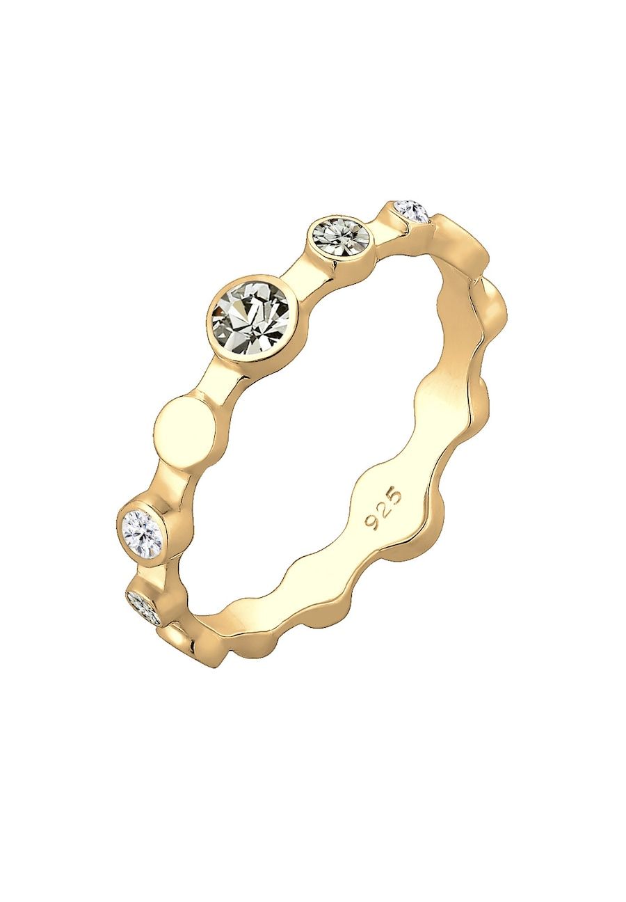 Elli Elli Ring dames Geo kleur met kristallen in 925 Sterling zilver verguld