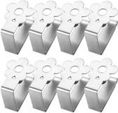 Unyqoos Ibenzoa® Tafelkleedklemmen Set van 8, Roestvrij Staal, Bloemenmotief, Zilver