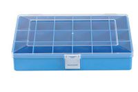 hünersdorff Assortimentsdoos: stabiele sorteerdoos (PS-Compact) met vaste vakverdeling (18 vakken), sorteerdoos afmetingen: T170 x B250 x H46 mm, Made in Germany, blauw