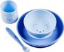 Nattou Mealtime Beer Serviesset Voor Kinderen Silicone - 4 Stuks - Bord - Kom - Beker - Lepel - Antislip - BPA-vrij - Blauw