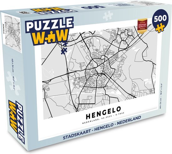 MuchoWow Puzzel Stadskaart - Hengelo - Nederland - Legpuzzel - Puzzel 500 stukjes - Plattegrond