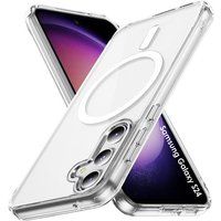 Phonillico® Case voor Samsung Galaxy S24 - Transparant siliconen met geïntegreerde magnetische cirkel