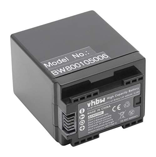 VHBW Accu 4450 mAh (3,6 V) voor Canon Legria HF R606, HF R66, HF R68, HF R406, Vixia HF M50 - BP-727, BP-745 vervanging