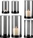 Merkloos Relaxdays Windlicht - 6-delige set - 3 groottes - Glas/IJzer - Grijs/Zwart
