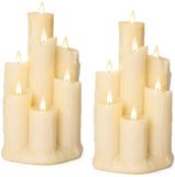 Anna's Collection Bougies LED - 2x - blanc ivoire - 14,5 x 25,5 cm - avec minuterie - bougies à goutte
