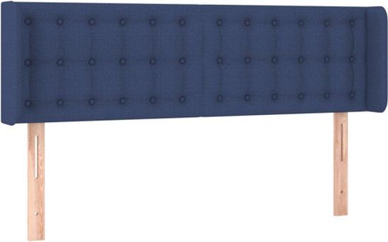 vidaXL Hoofdbord met randen 147x16x78/88 cm stof blauw
