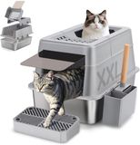 Merkloos / Sans marque BeiJingLiangPinJiaZuoKeJiWenHuaFaZhanYouXianGongSi RVS Kattenbak - Met deksel en 110° opklapbaar design - 38L capaciteit