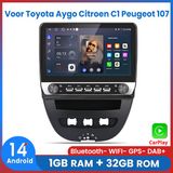 Merkloos Awesafe Autoradio - Geschikt Voor Toyota Aygo/PEUGEOT 107/Citroen C1 2005 t/m 2014 - 10.1 Inch IPS Scherm - Android 14 - Draadloos Apple Carplay & Android Auto - 1GB + 32GB - 4 Core processor - Bluetooth & Wifi - GPS Navigatie