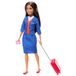 Barbie Stewardess Modepop in Blauw Uniform met Koffer, Koptelefoon en Paspoort