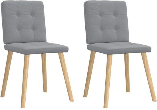 vidaXL Eetkamerstoelen - 2 stuks - Stof - Lichtgrijs