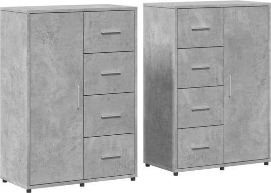 vidaXL Dressoirs 2 st 60x31x84 cm bewerkt hout betongrijs