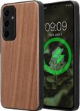 kwmobile Echt Houten Beschermhoes voor Samsung Galaxy A55 5G – Hout & TPU Cover – donkerbruin hout