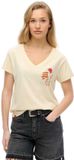 Superdry - Suika metallic relaxt T-shirt met V-hals - Dames - T-shirts