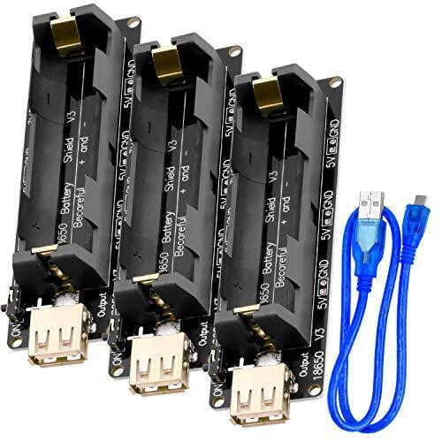 AZ Delivery 3 x 18650 Batterij Uitbreidingsschild 5V - 3V Micro USB Aansluiting Type-C compatibel met Arduino Inclusief E-Book!