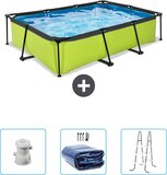 EXIT Rechthoekig Lime Frame Zwembad - 300 x 200 x 65 cm - Inclusief Pomp, Solarzeil & Ladder