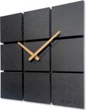 FLEXISTYLE Wandklok modern Harmony hout eiken vierkant zwart zonder tikkend geluid badkamer woonkamer jeugdkamer (zwart, 30cm)