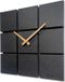 FLEXISTYLE Wandklok modern Harmony hout eiken vierkant zwart zonder tikkend geluid badkamer woonkamer jeugdkamer (zwart, 30cm)