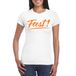 Bellatio Decorations Verkleed T-shirt voor dames - feest - wit - oranje glitter - carnaval XXL