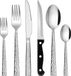 Unyqoos® Set de couverts, 36 pièces, Acier inoxydable, Poli et martelé, pour 6 personnes