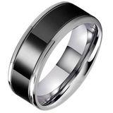 TJ Tom Jaxon Tom Jaxon heren ring Wolfraam Zwart Zilverkleurig Groef Glans-21.5mm