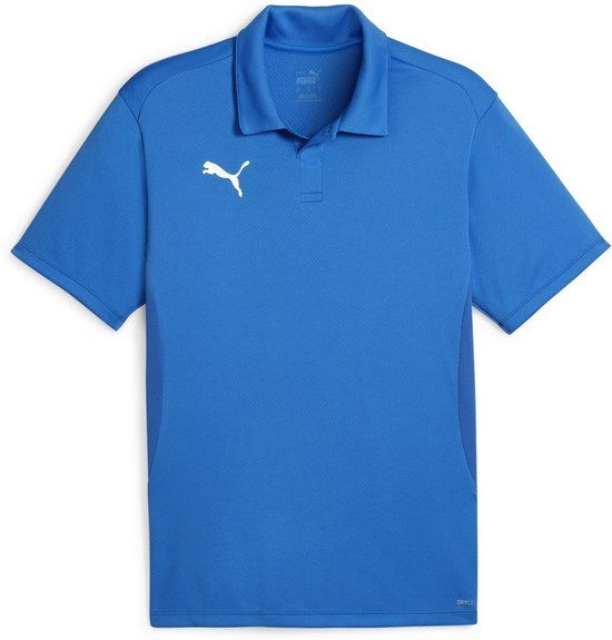 Puma TeamGoal Polo 658771 Heren Poloshirt Korte Mouw Regular Fit Katoen Logo Electric Blue Lemonade-Puma White-Puma Team Royal Maat S
