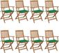 vidaXL Fauteuils pliants, 8 pièces, avec coussins, bois d'acacia massif, vert