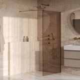 Brauer Oblivion - Inloopdouche - Brons Glas - 90 x 200 cm - incl. Glascoating - PVD Goud Geborsteld