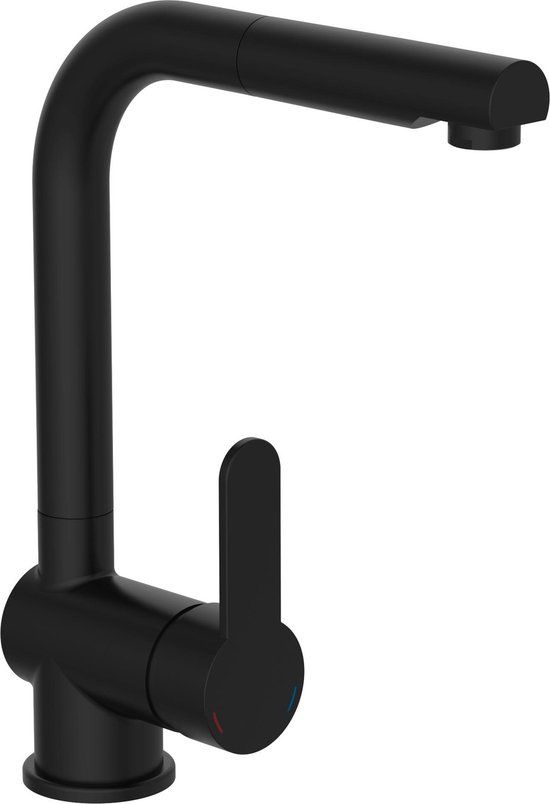 SCHÜTTE London Design Keukenkraan - Mengkraan - uittrekbare uitloop - Zwart Mat