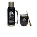 GAUCHO CEBAR Accessoires voor Yerba Mate-Thee Set | Thermosfles Vacuum Flesk Roestvrij Staal 1L Zwart en Staal Mate Theebeker 350 ml | Rietje Bombilla Liza 19 cm, Vaatwasserbestendig en Duurzaam