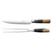 Katana Saya Elements 2-delige set met 20 cm vleesmes en vork regenwoudgroen - VG-10 Damascusstaal met hoog koolstofgehalte voor extreme hardheid en scherpte – Handgreep van olijfhout en hars