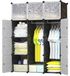 Armoire 12 compartiments, 2 penderies, portes magnétiques, 111 x 47 x 148 cm