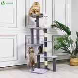 VOUNOT Katten activiteitencentrum met krabpaal en ruimtecapsule - hoogte 138 cm beige