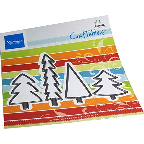 Marianne Design Craftables, Pine Trees van Marleen, voor Paper Craft Projects, Zilver of Wit, One Size