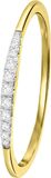 Lucardi Dames Ring met 11 diamanten 0,06ct - Ring - Cadeau - 14 Karaat Goud - Geelgoud